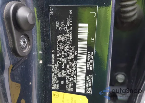 2007 Lexus Rx 400H из США, поврежденный, VIN JTJGW31U272004305